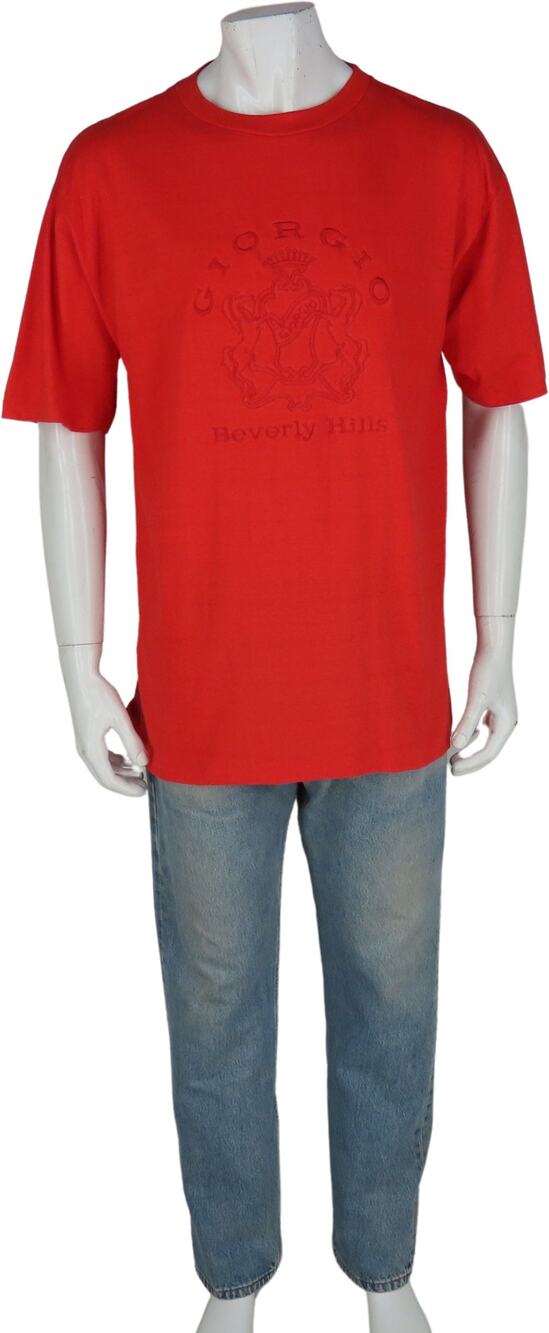 Vintage Giorgio Beverly Hills Embroidered Red Single Stitch Tee T Shirt